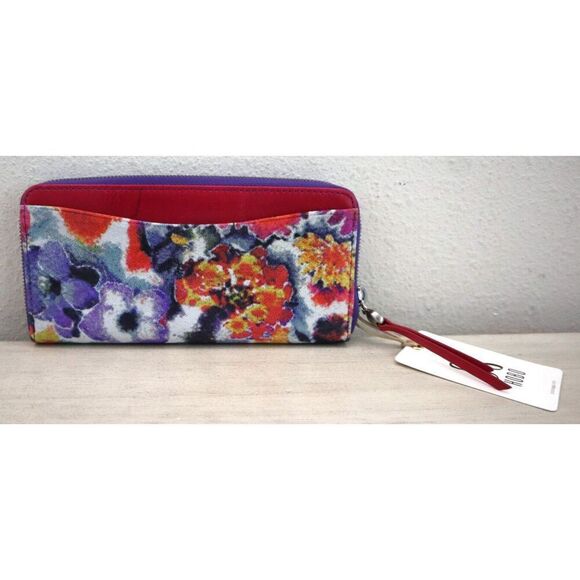 HOBO CB-32477 Women's Pink Poppy Floral Print Max Large Zip Around Wallet - Picture 2 of 12